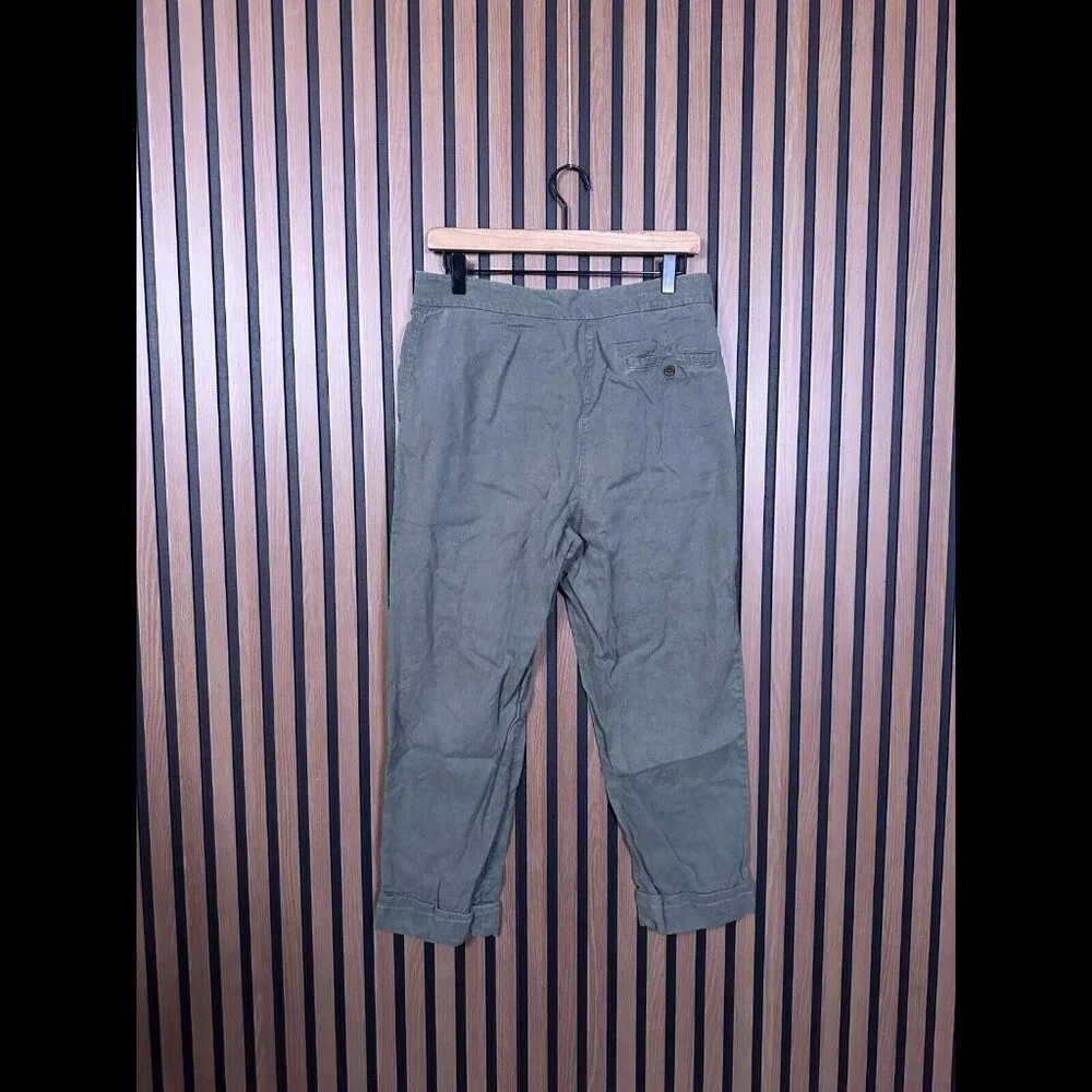 Wilfred Trousers 10 / 32 Womens Sage Green Chambray Linen Cropped Pleated Pants